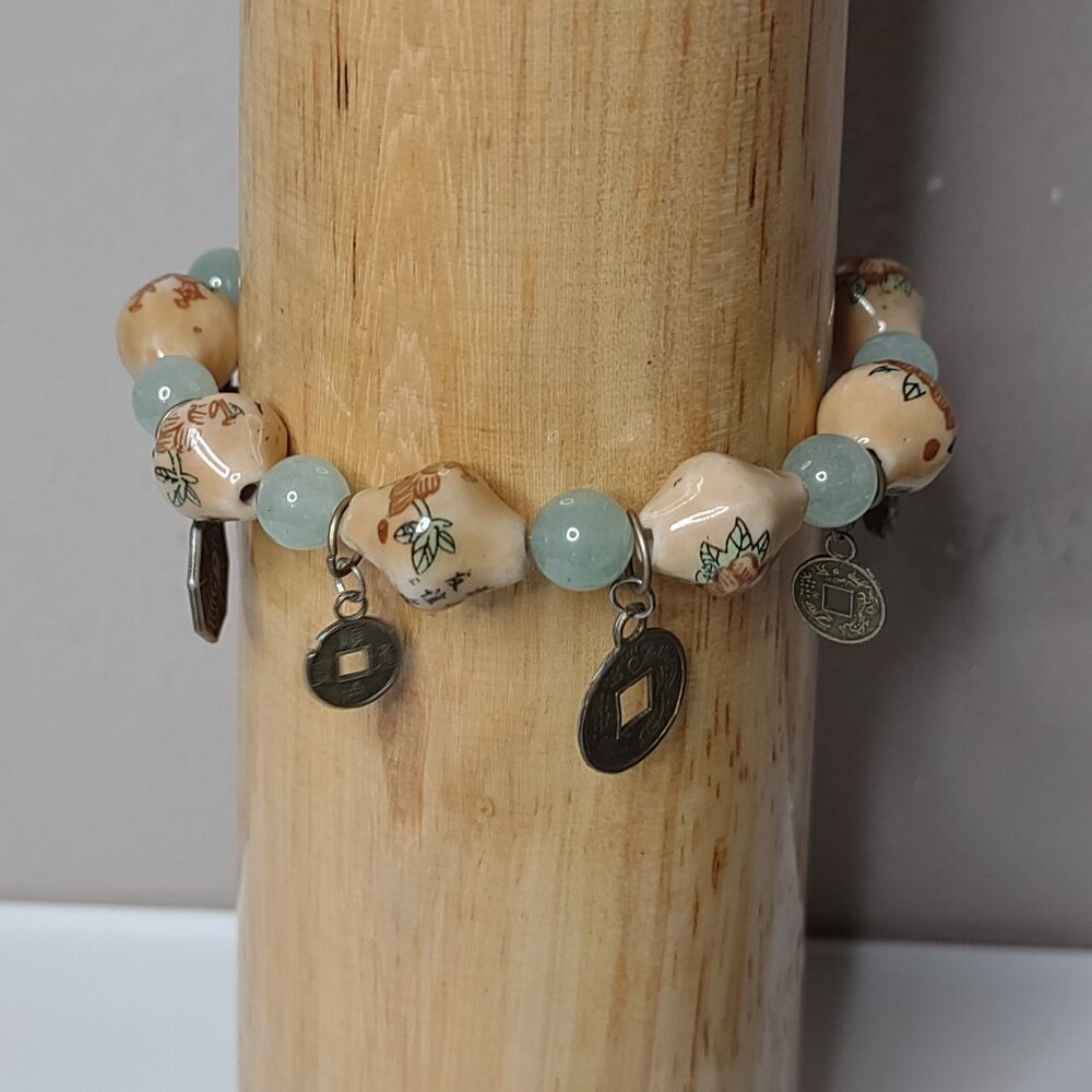 8 Inch Faux Coin Stretch Bracelet